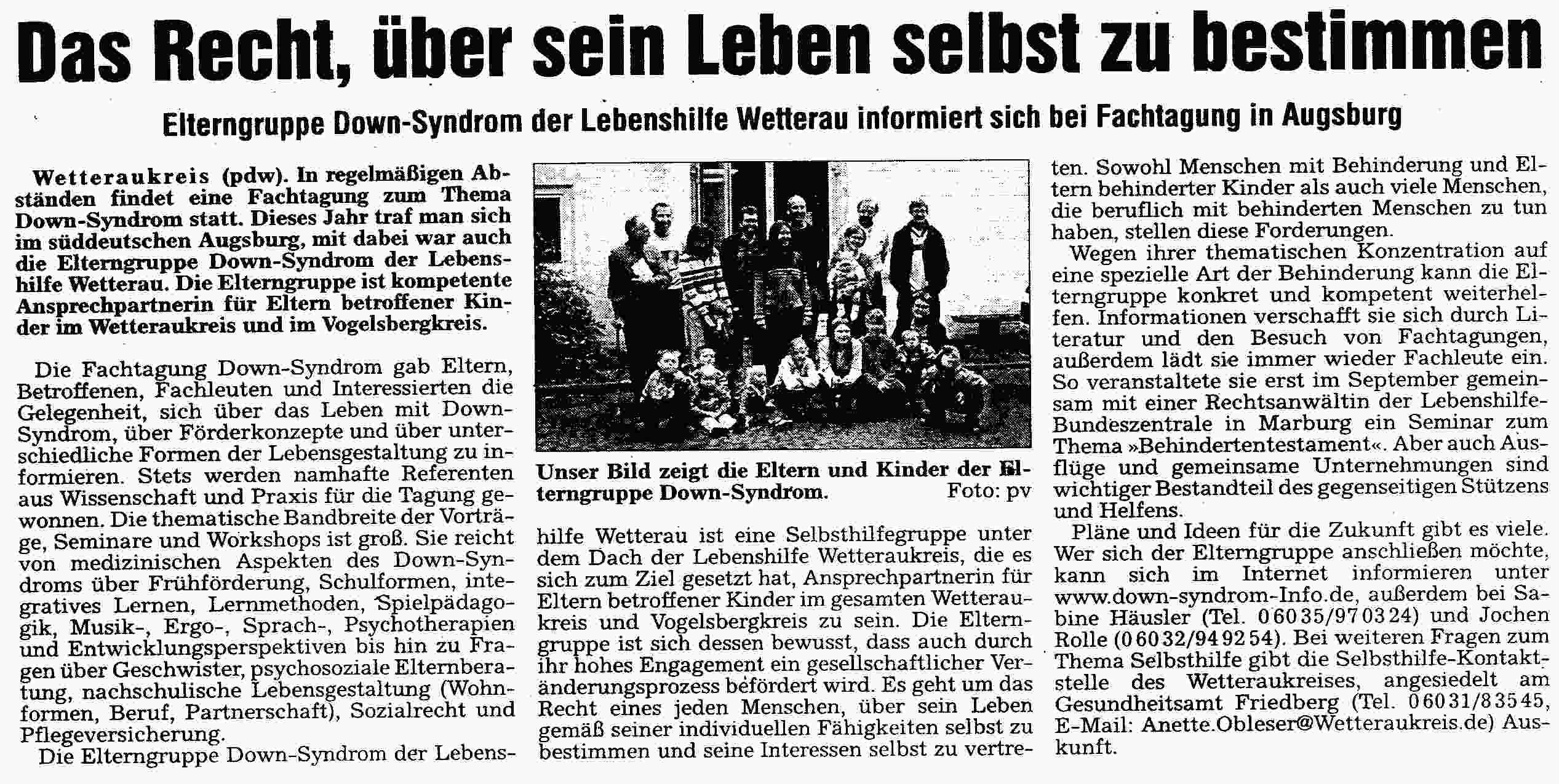 Original-Artikel aus der Wetterauer Zeitung vom 27.10.2005